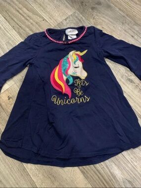 Emily Rose Navy Long-Sleeve Top with Colorful Unicorn
